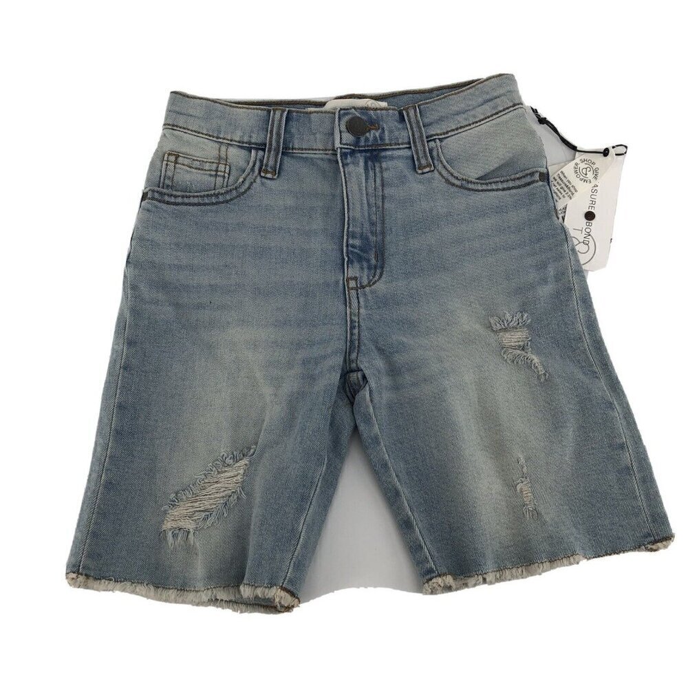 Treasure & Bond Jean Shorts Girls Size 8 Distressed Frayed Raw Hem Bermuda